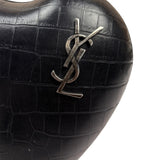 Yves Saint Laurent Black Crocodile-Embossed Love Box Clutch