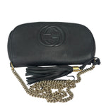 Gucci Black Pebbled Leather Soho Chain Flap Crossbody Bag