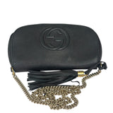 Gucci Black Pebbled Leather Soho Chain Flap Crossbody Bag