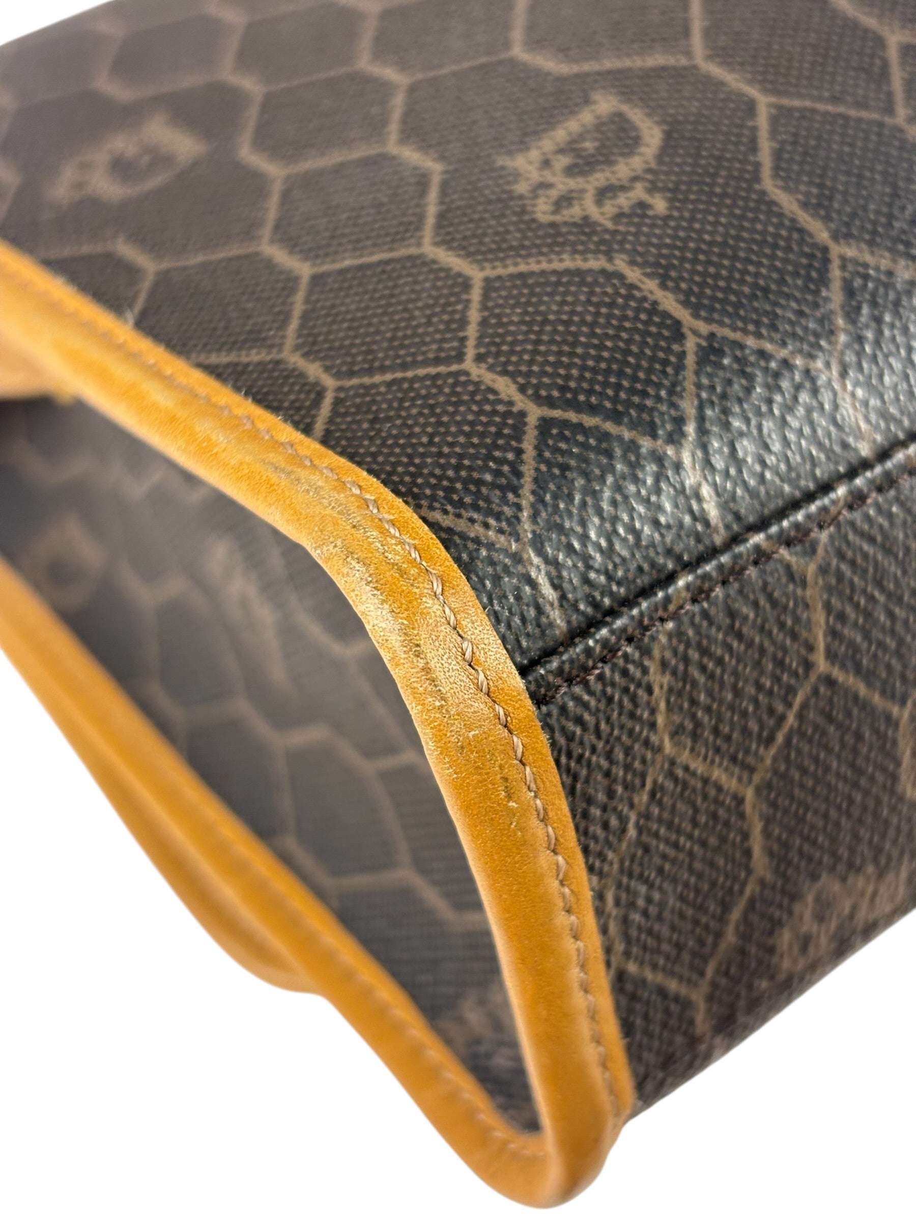 Christian Dior Vintage Brown Leather Honeycomb Shoulder Bag