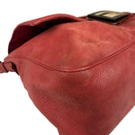 Fendi Red Leather Mamma Baguette Shoulder Bag