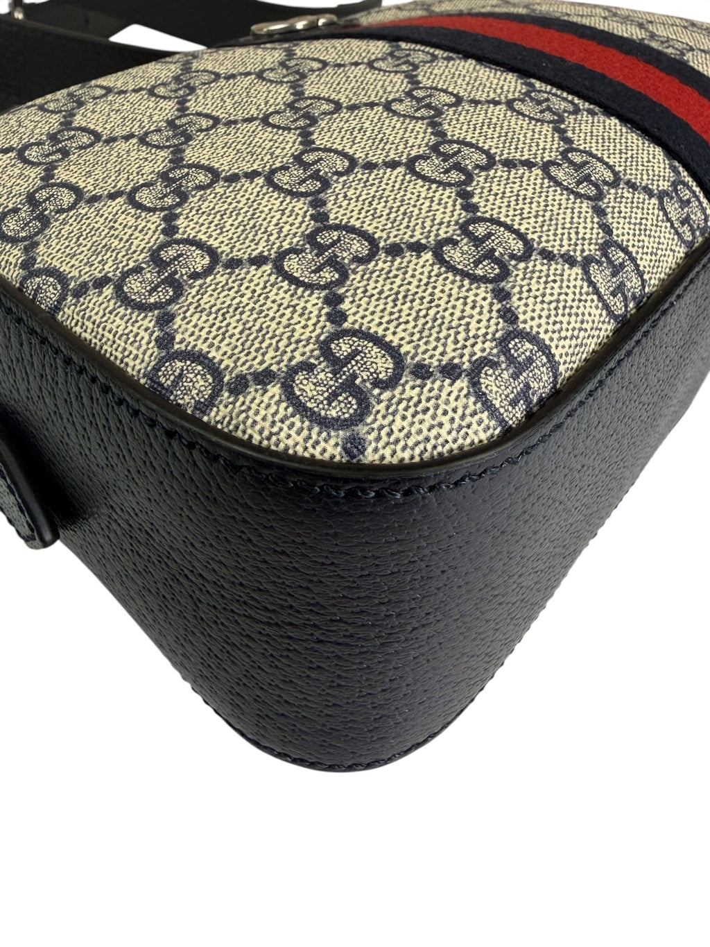 Gucci Navy/Beige Leather GG Supreme Small Ophidia Camera Bag