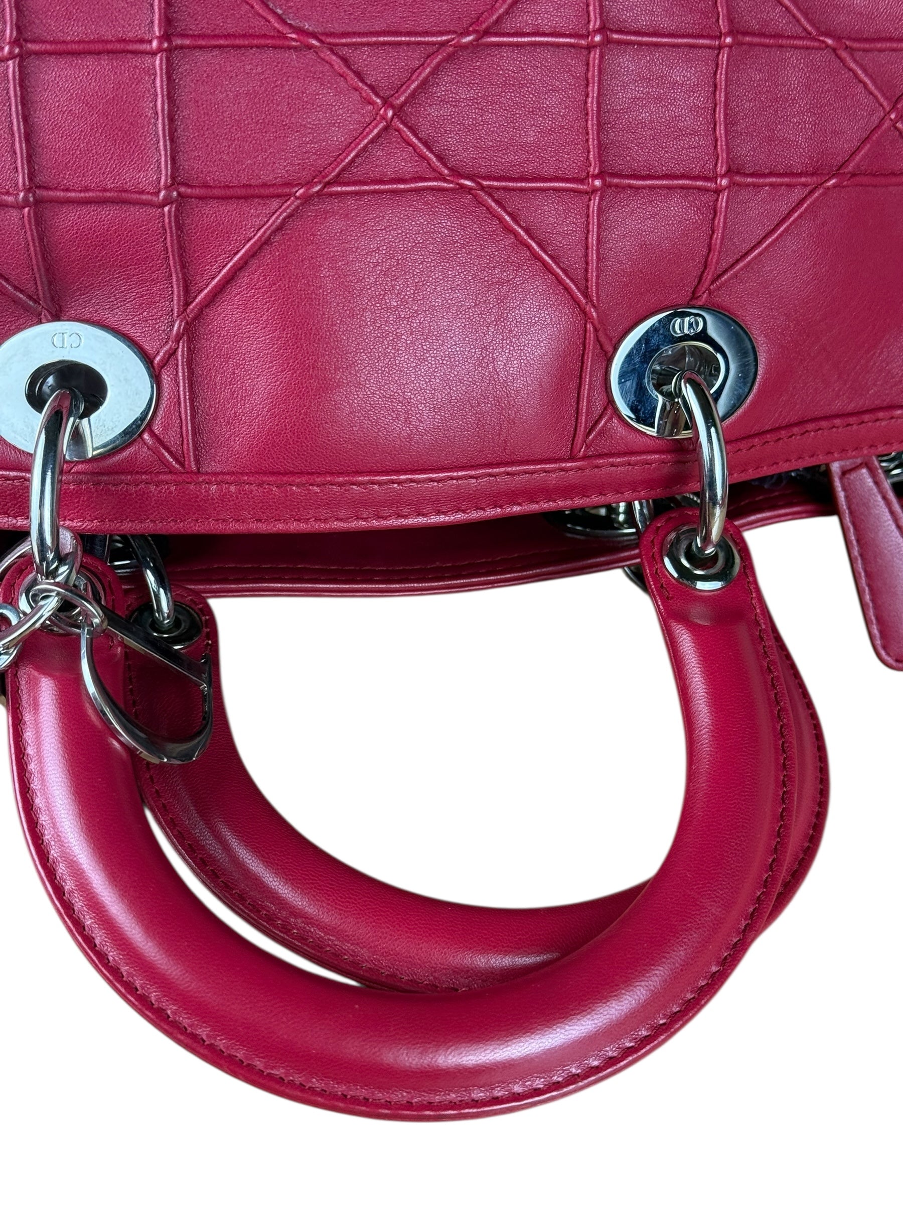 Christian Dior Red Granville Cannage 2Way Handbag