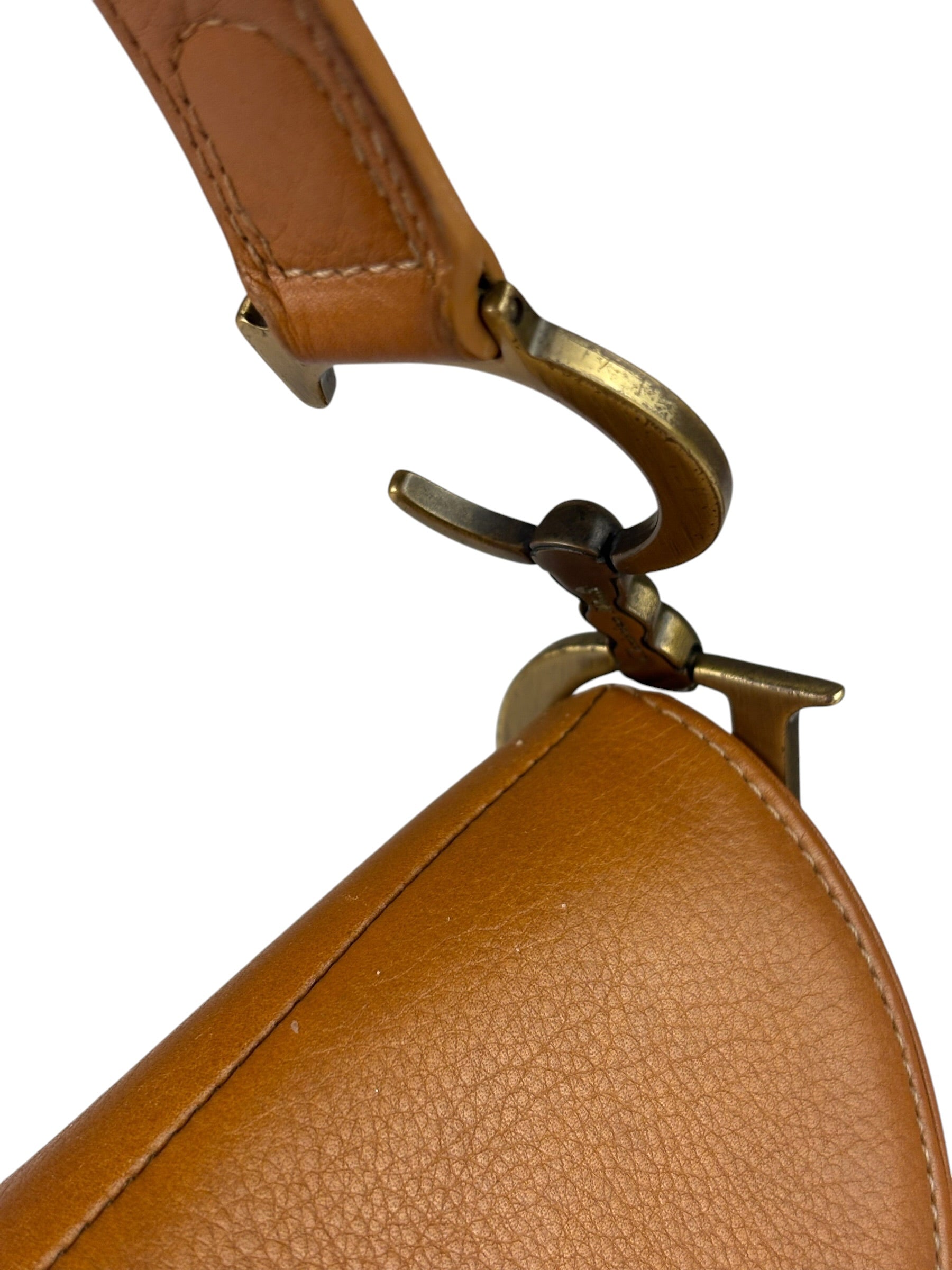 Christian Dior Tan Brown Leather Medium Saddle Bag