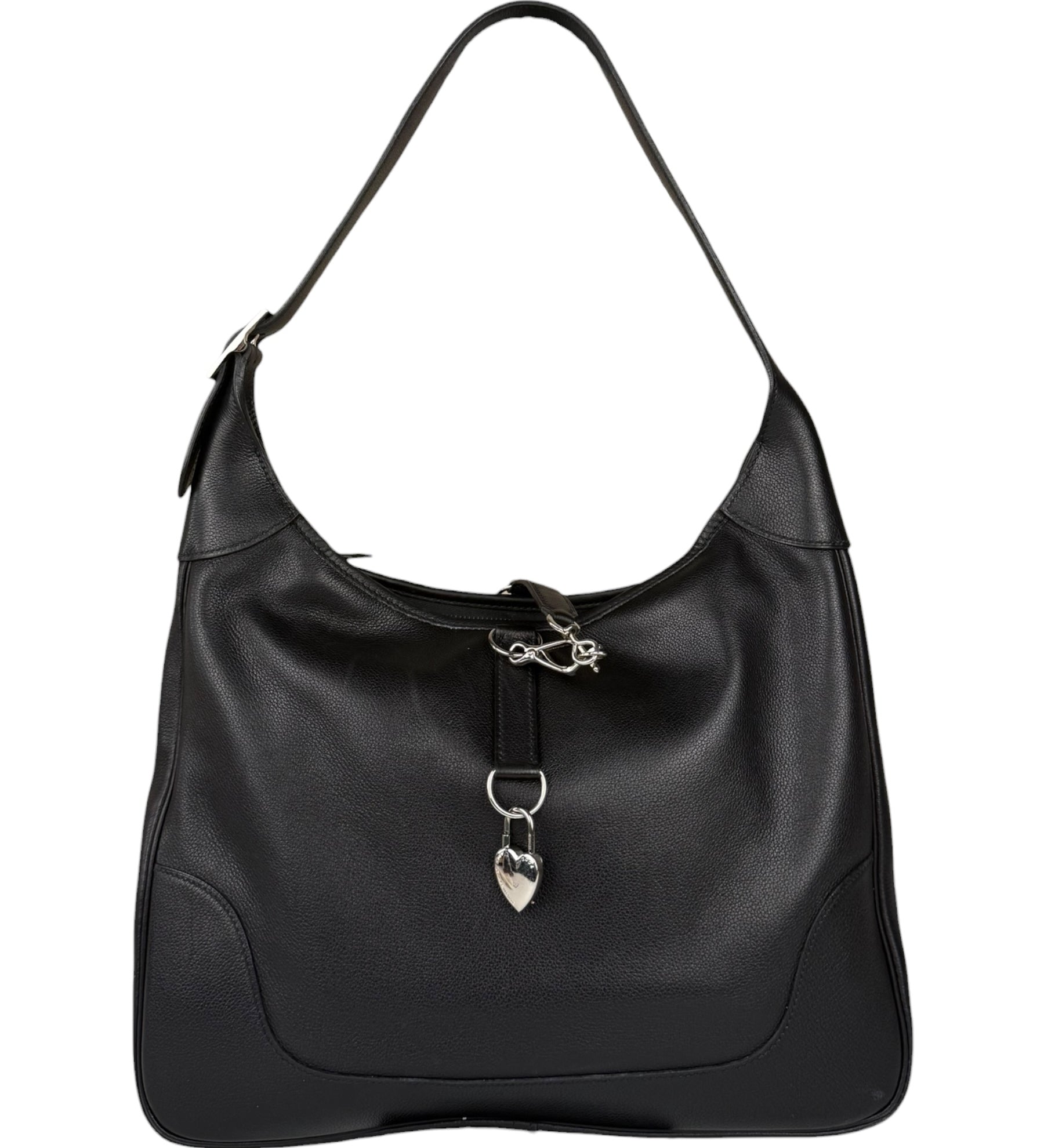 Hermes Black Clemence Leather Trim II Shoulder Bag 2006