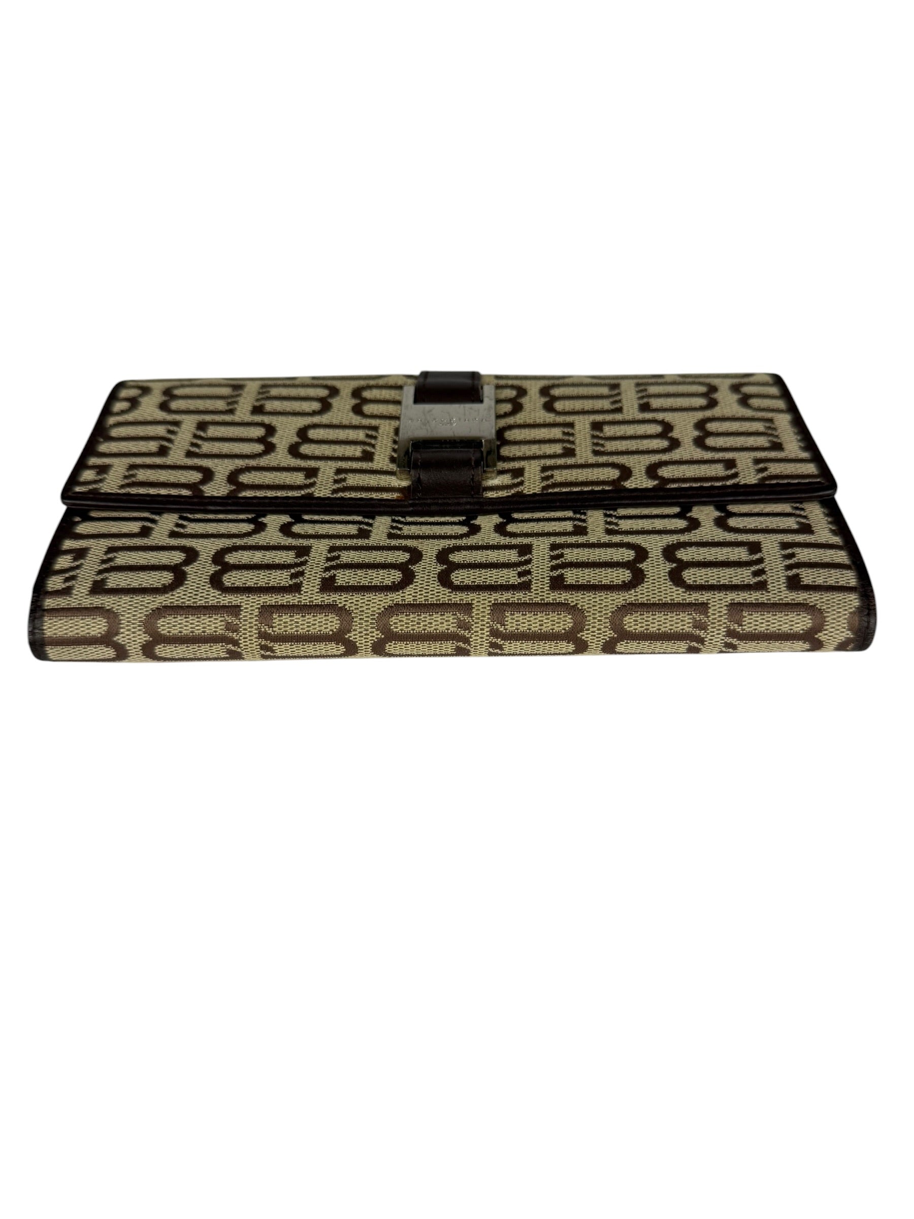 Balenciaga Vintage Brown Canvas Logo Long Wallet