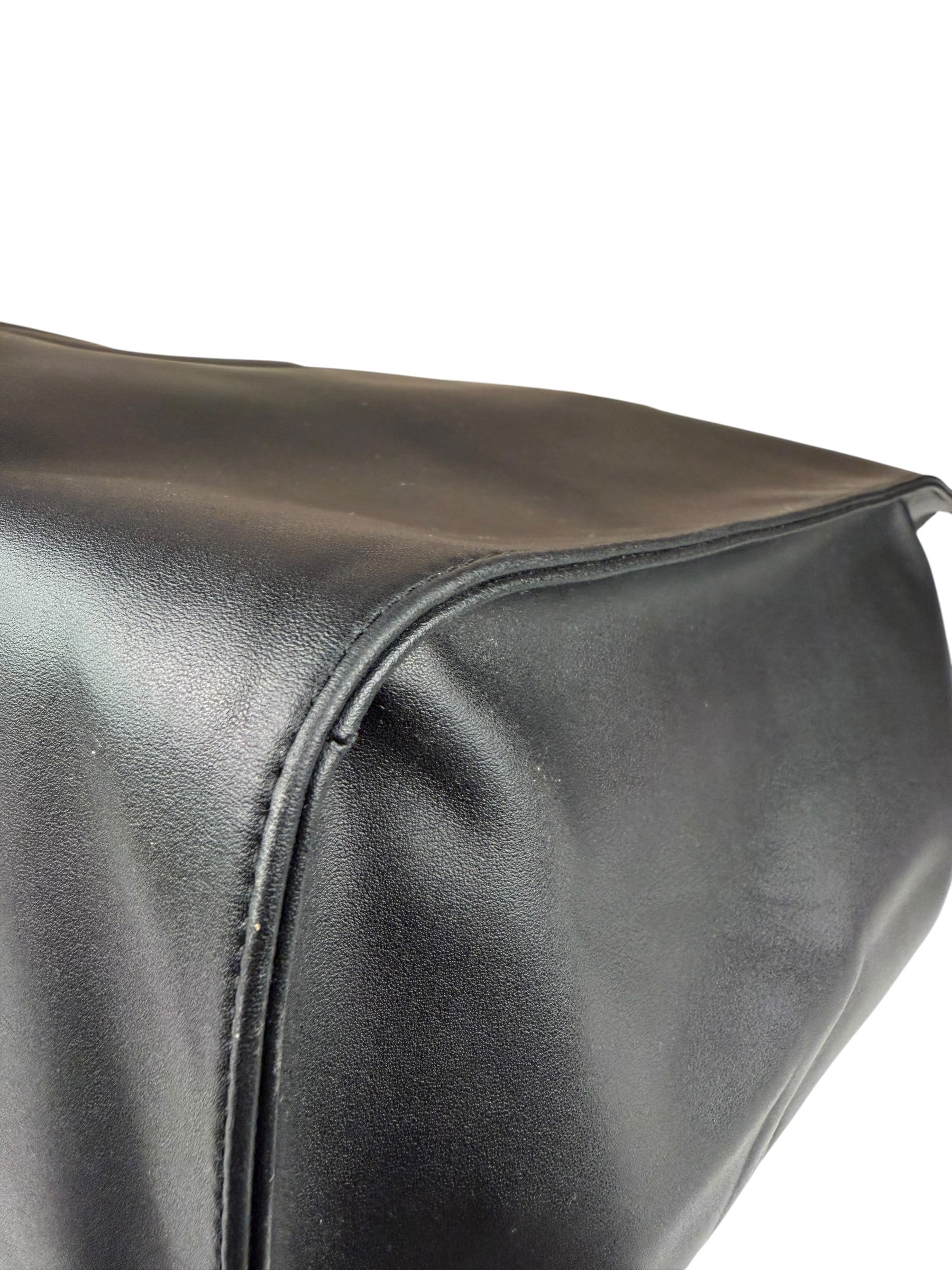 Telfar Black Leather Unisex Shopping Bag