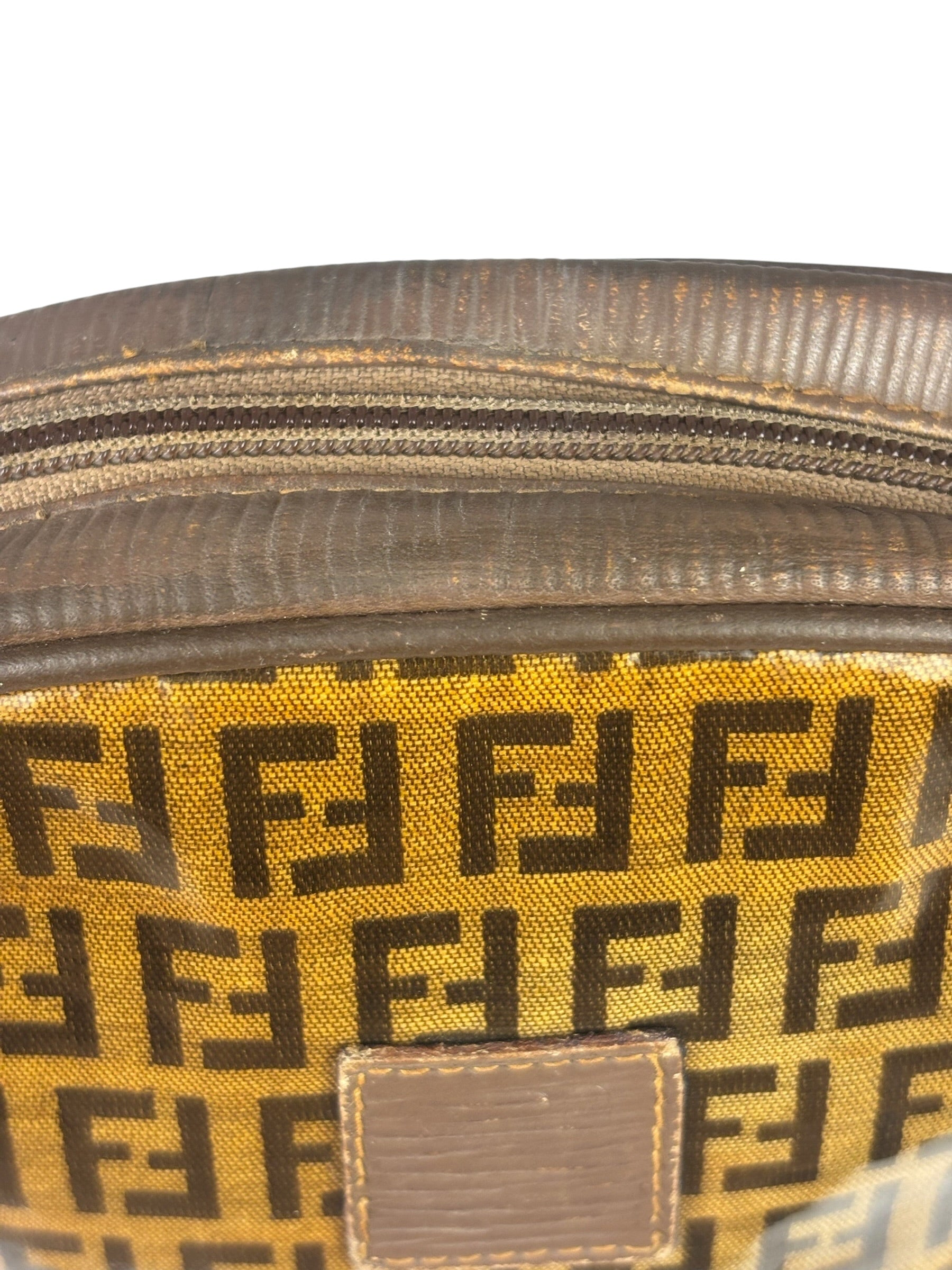 Fendi Vintage Brown PVC Leather Zucca Crossbody Bag