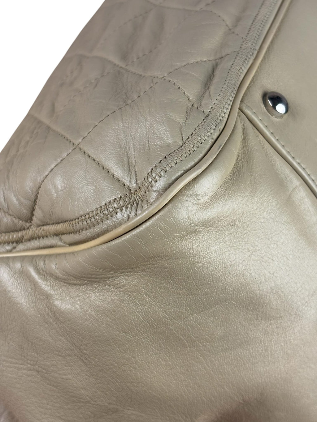 Chanel Beige Quilted Leather East West Accordion Flap Bag 2008
