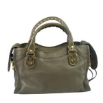 Balenciaga Gris Taupe Leather Mini Metallic Edge City Two-Way Bag