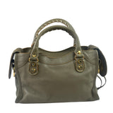 Balenciaga Gris Taupe Leather Mini Metallic Edge City Two-Way Bag