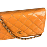 Chanel Orange Patent Leather Flap Wallet on Chain Bag