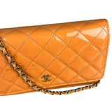 Chanel Orange Patent Leather Flap Wallet on Chain Bag