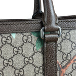 Gucci Brown Leather Trim GG Supreme Tian Vertical Tote Bag
