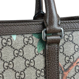 Gucci Brown Leather Trim GG Supreme Tian Vertical Tote Bag