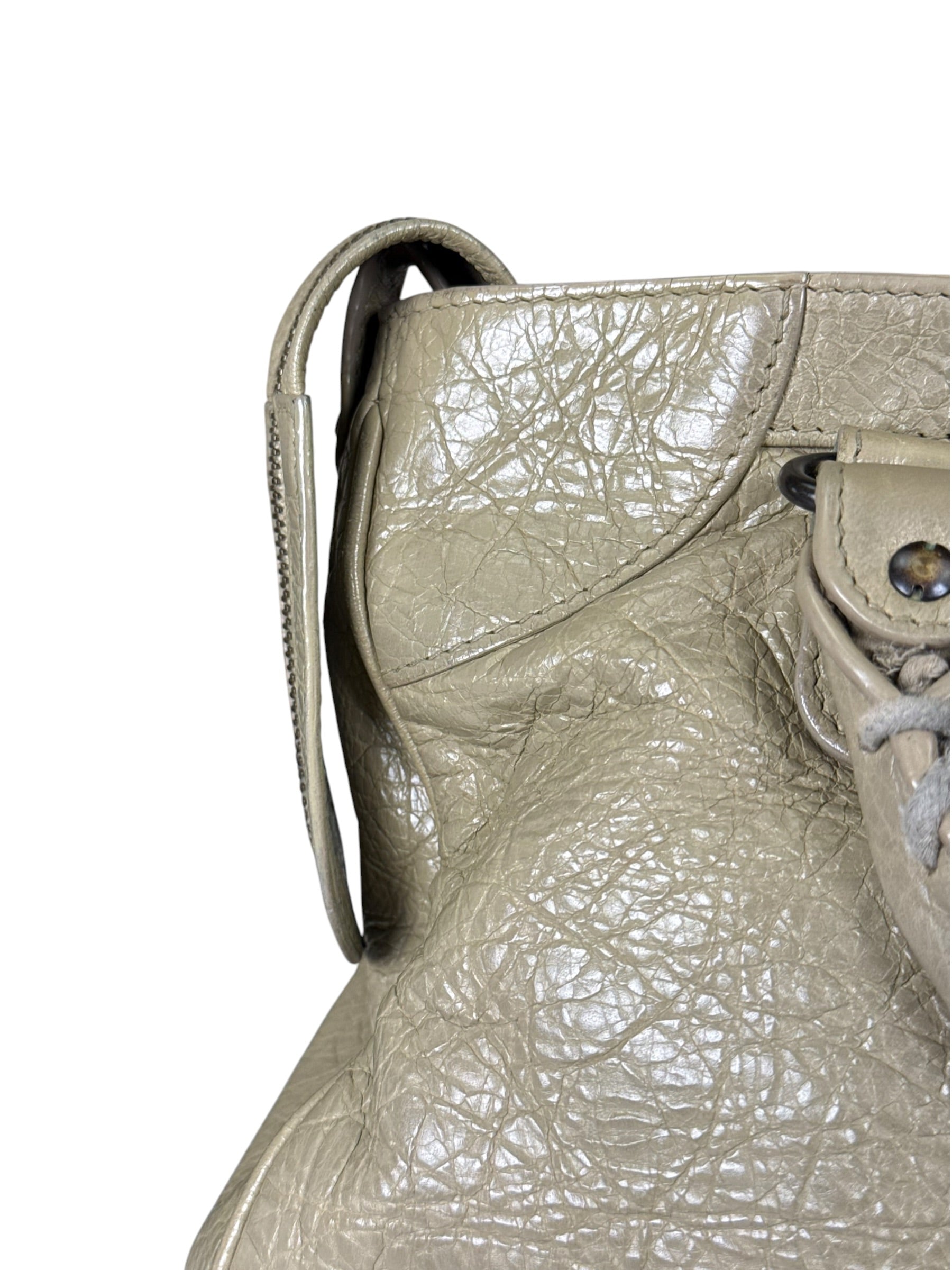 Balenciaga Olive Lambskin Velo Moto Two-Way Bag