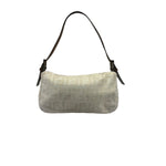 Fendi Cream/Brown Leather Trim Zucca Baguette