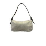 Fendi Cream/Brown Leather Trim Zucca Baguette