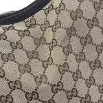 Gucci Vintage Dark Brown Leather Trim GG Canvas Twin Hobo Bag