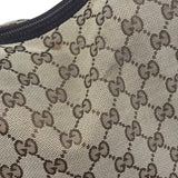 Gucci Vintage Dark Brown Leather Trim GG Canvas Twin Hobo Bag