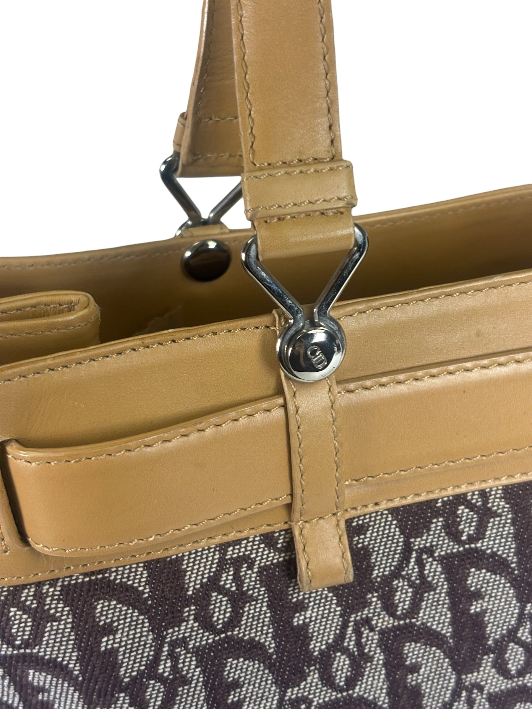 Christian Dior Cloth/Leather Trim Trotter Top Handle Tote