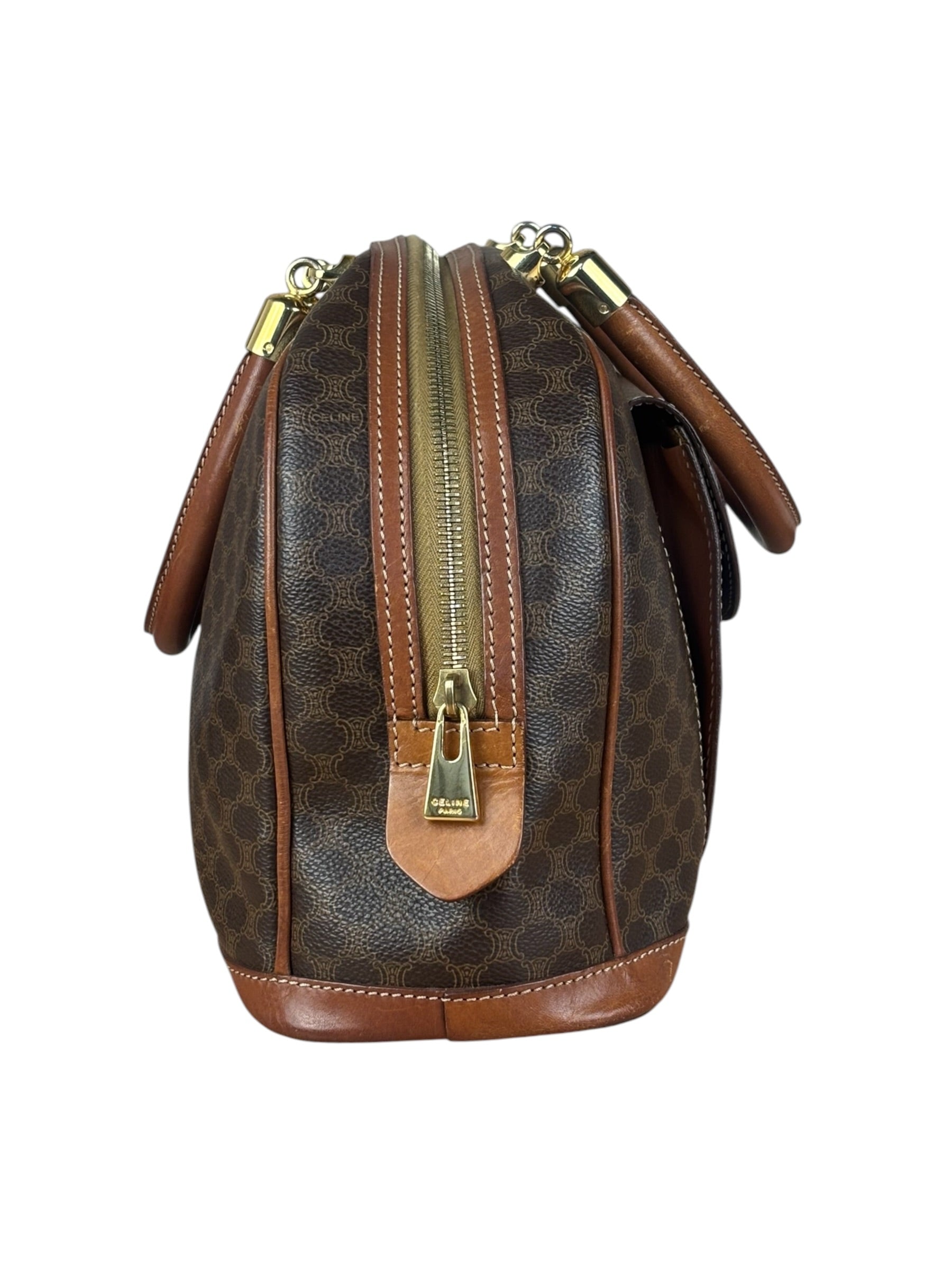 Celine Vintage Macadam Print Bowler Top Handle Bag
