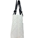 Chanel Vintage White Quilted CC Snake Cambon Ligne Tote 2004