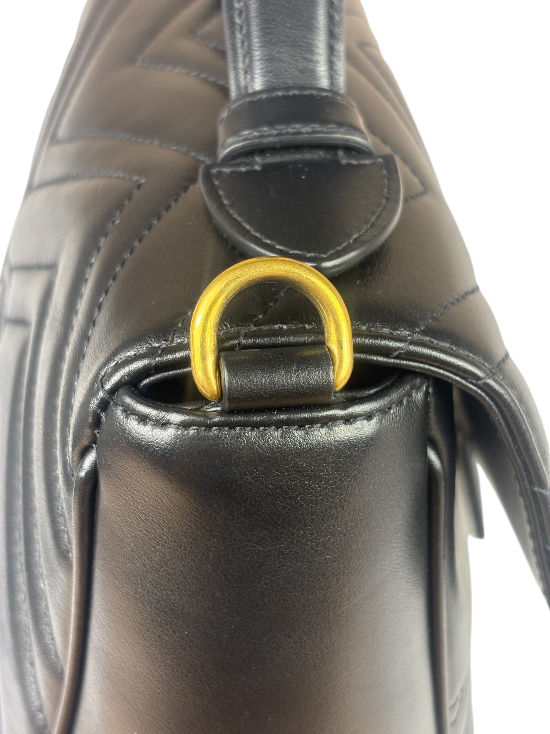 Gucci Black Leather Marmont Medium Shoulder Bag