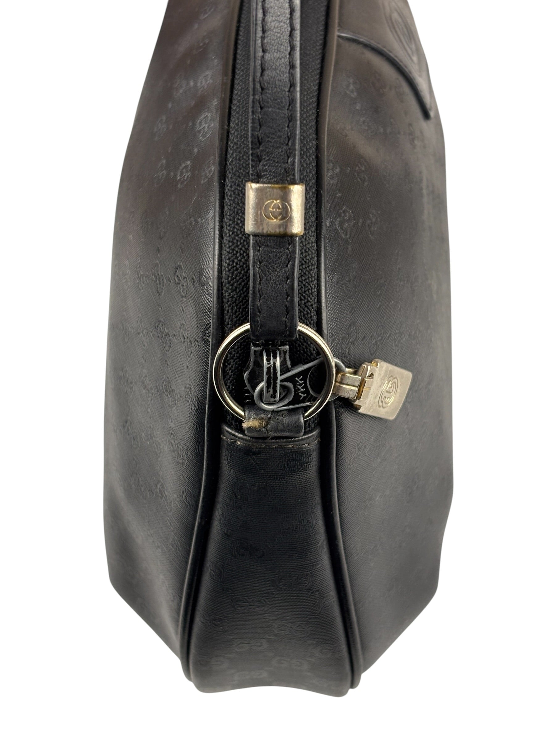 Gucci Vintage Micro GG Black Leather Shoulder Bag