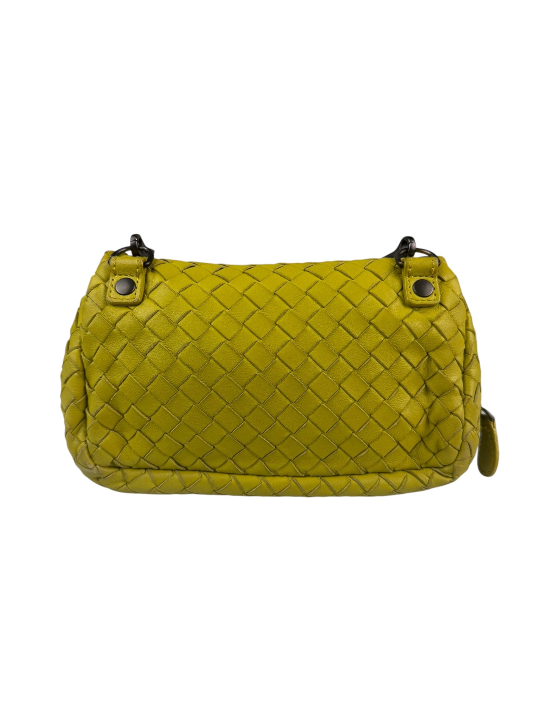 Bottega Veneta Olimpia Yellow Intrecciato Mini Chain Flap Crossbody