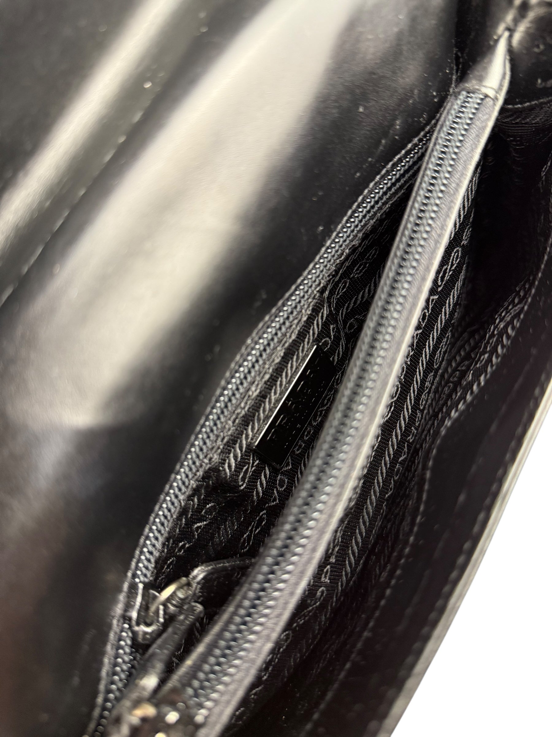 Prada Vintage Black Leather Top Handle Bag