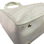 Chanel White Leather Chocolate Bar CC Tote Bag 2002