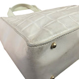 Chanel White Leather Chocolate Bar CC Tote Bag 2002
