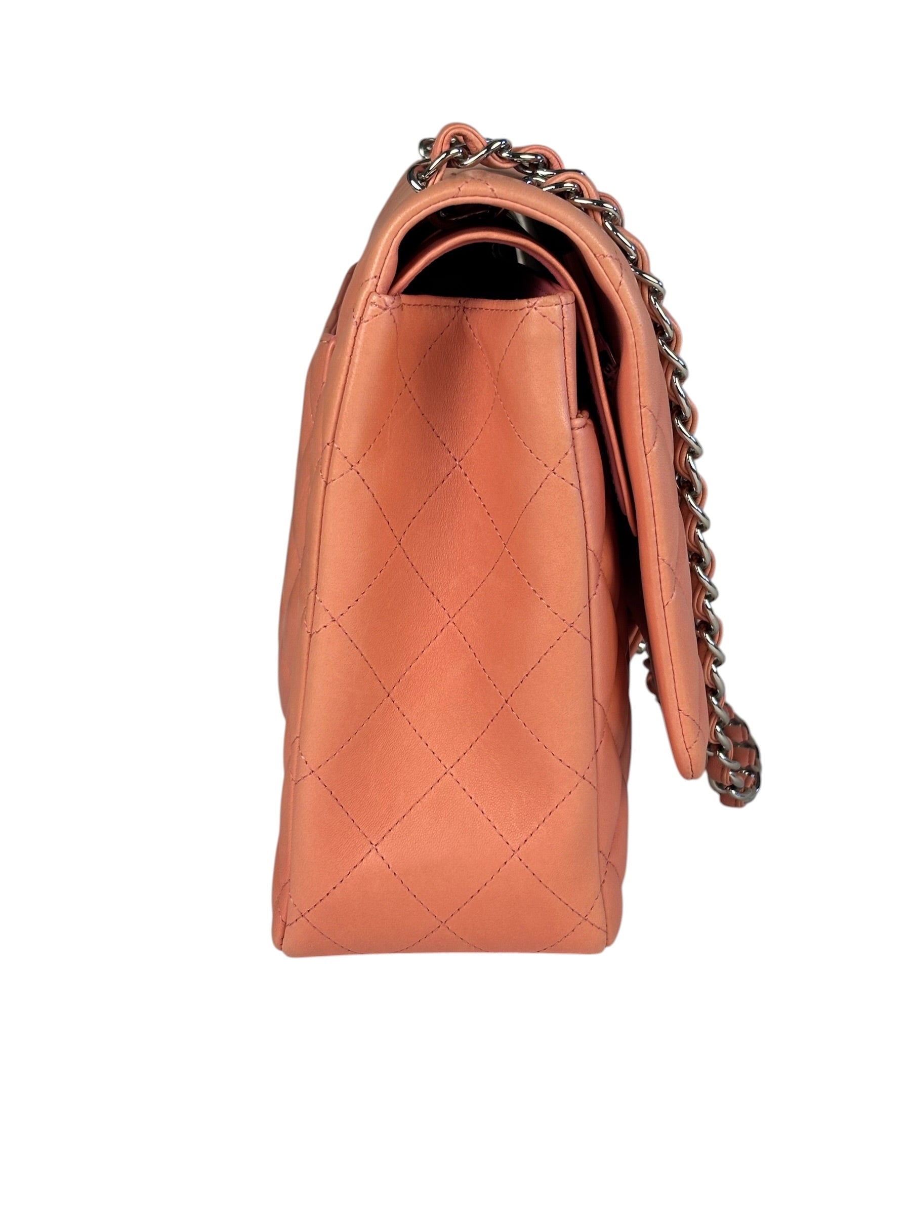 Chanel Pink Quilted Lambskin Classic Large Double Flap Bag 2012