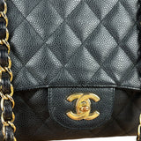 Chanel Black Caviar Leather Single Flap Bag '04