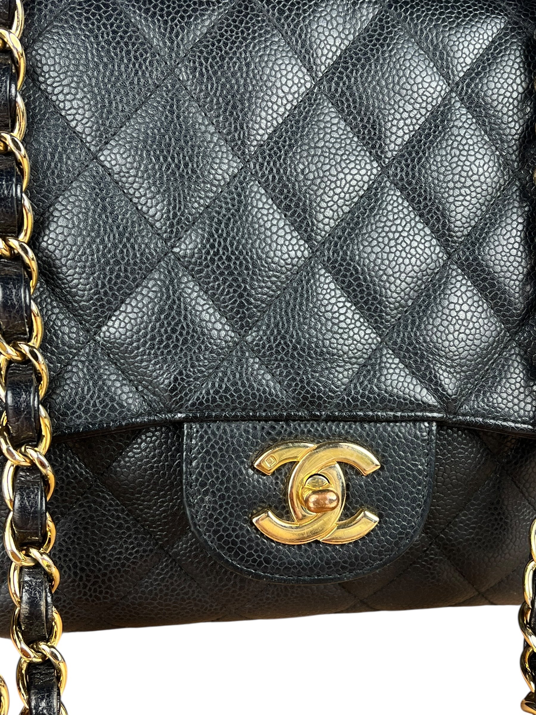 Chanel Black Caviar Leather Single Flap Bag '04