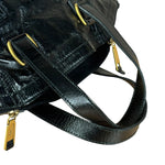 YSL Vintage Black Patent Leather Downtown Handbag
