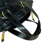 YSL Vintage Black Patent Leather Downtown Handbag
