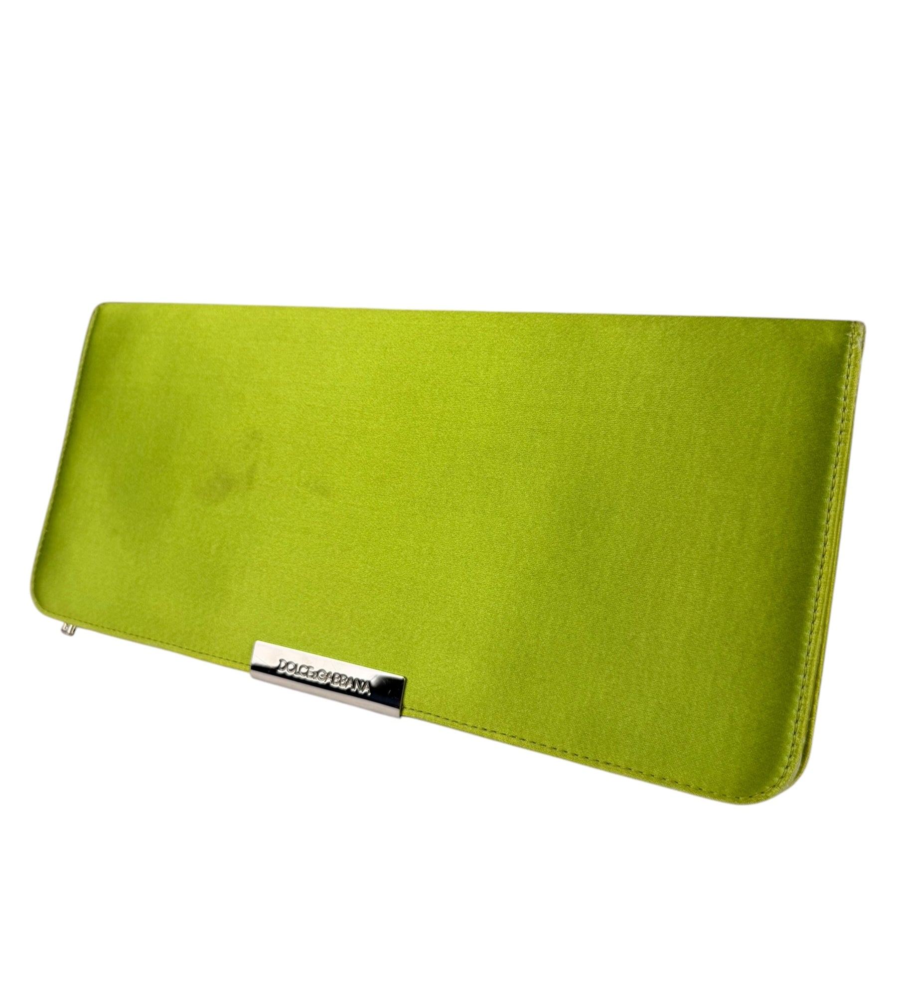Dolce & Gabbana Lime Green Satin Clutch