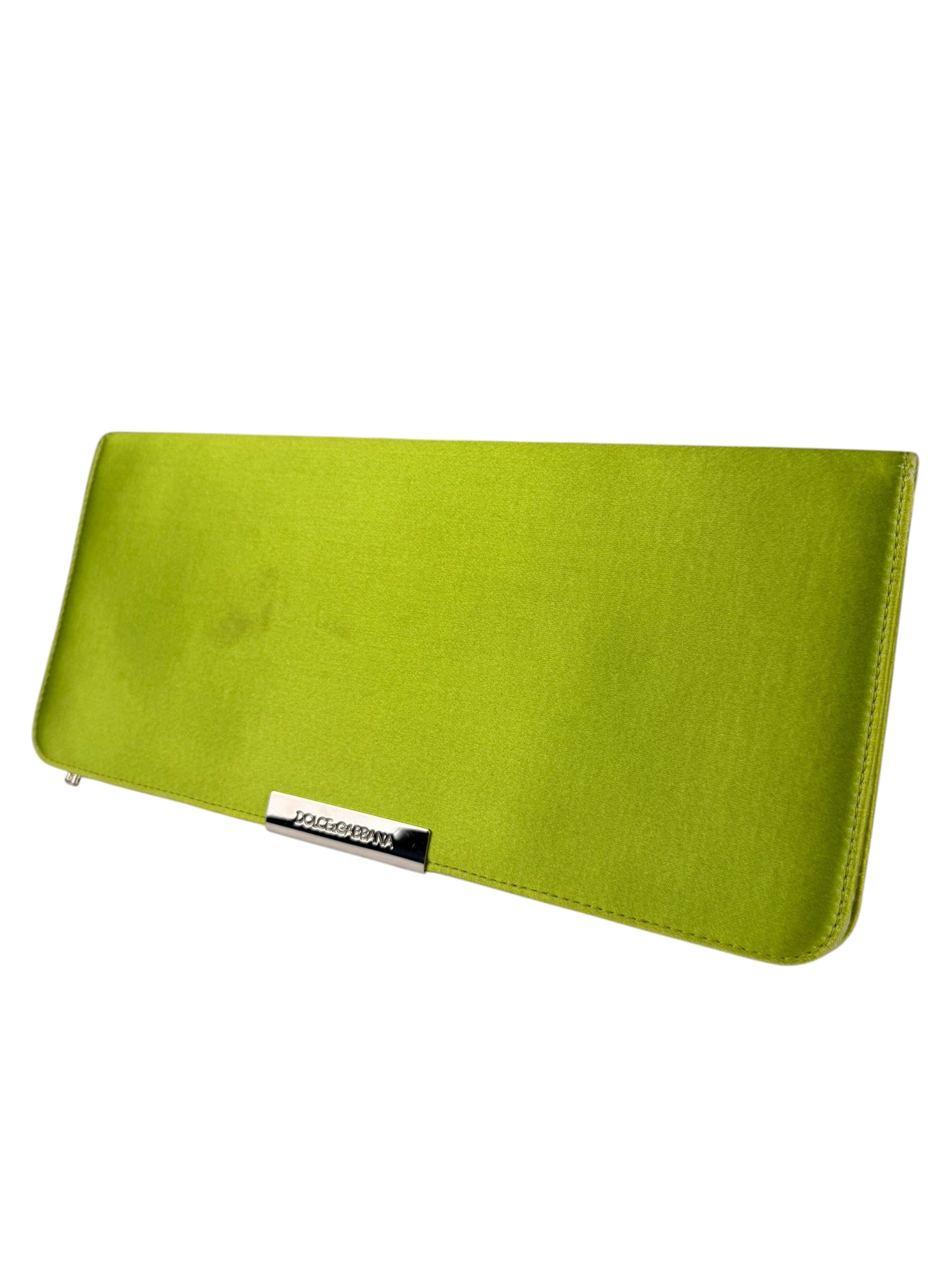 Dolce & Gabbana Lime Green Satin Clutch