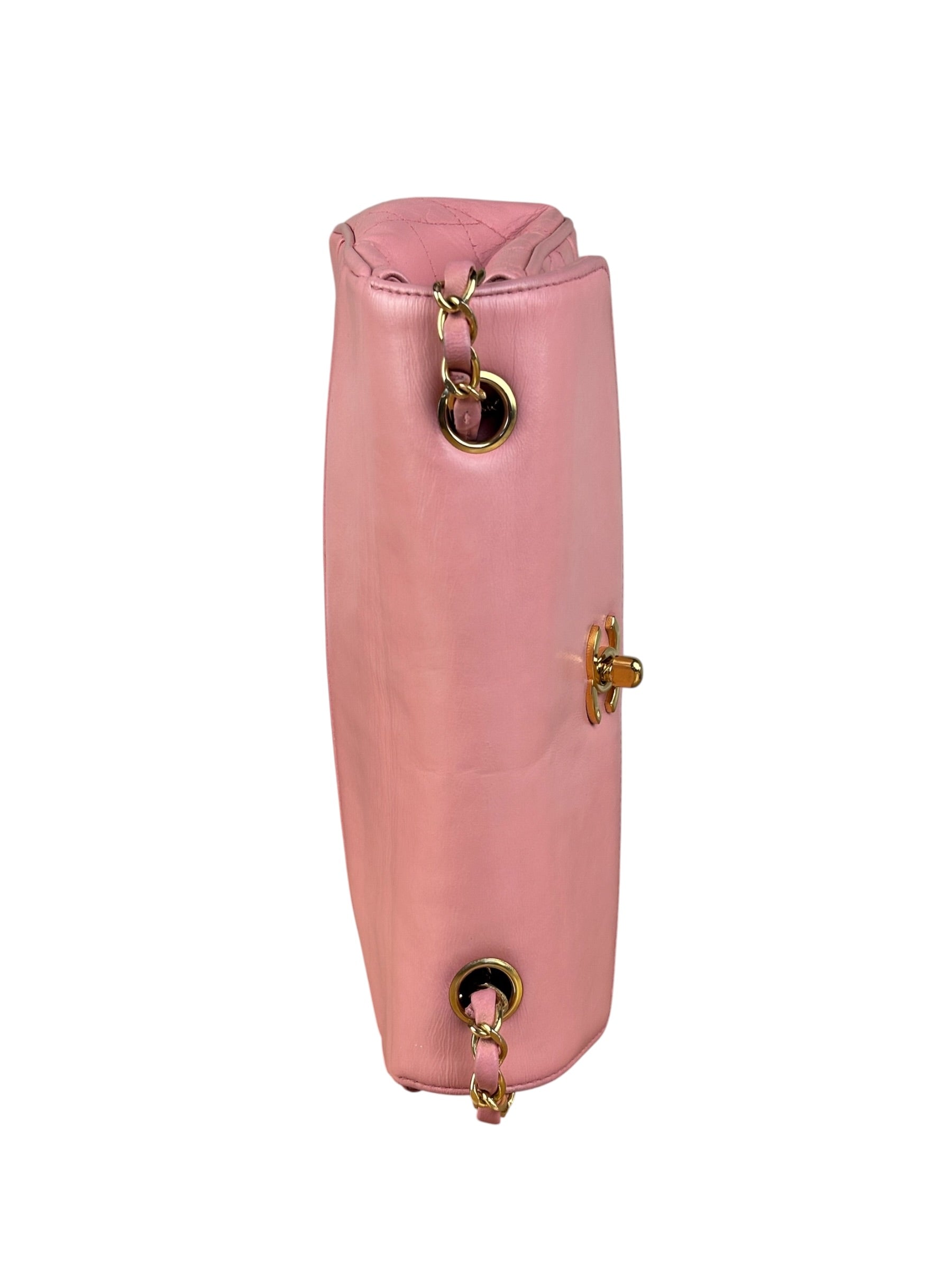 Chanel Vintage Pink Quilted Leather Trapezoid Flap Bag