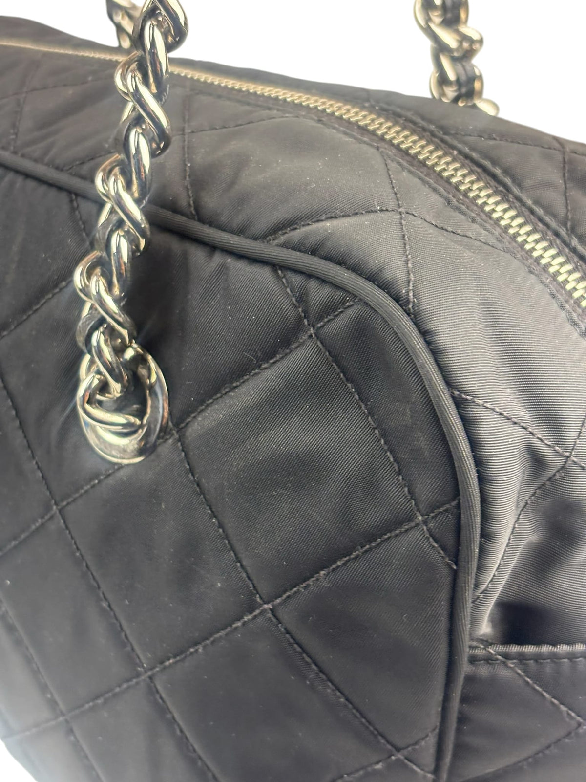 Prada Black Quilted Tessuto Nylon/Leather Trim Large Camera Bag