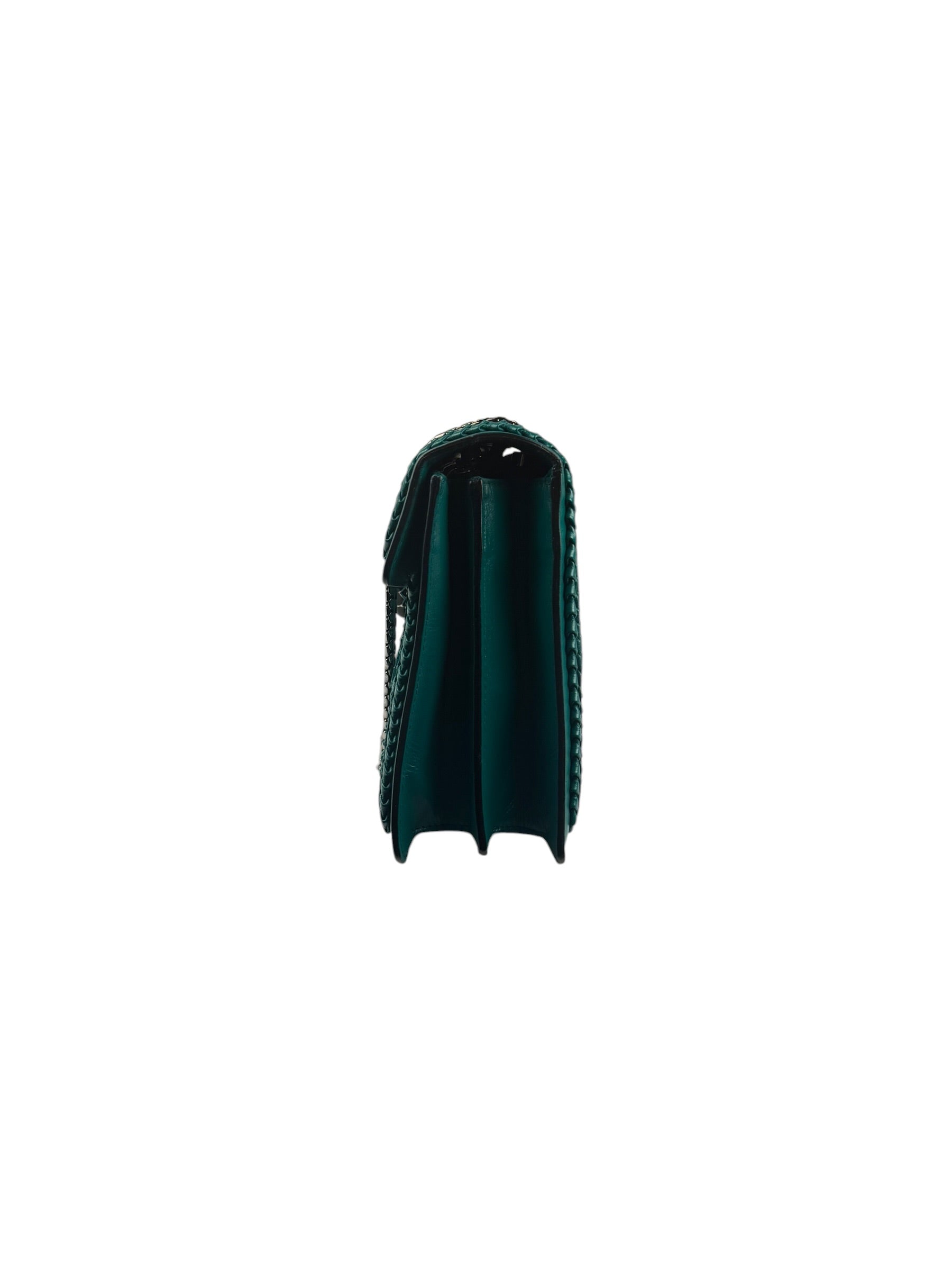 Bvlgari Green Leather Serpenti Forever Shoulder Bag