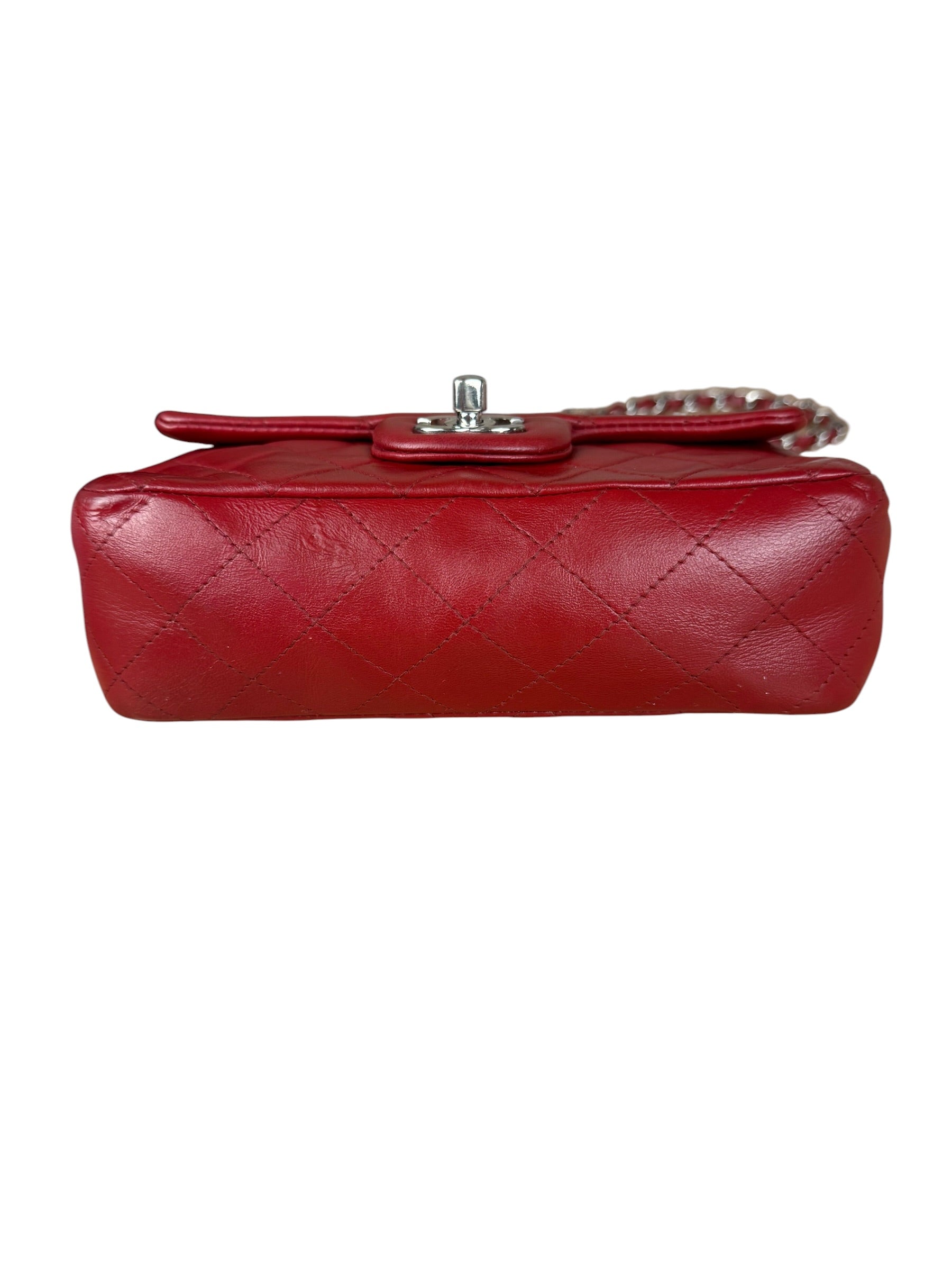 Chanel Red Quilted Leather Classic Mini Flap Bag 2012