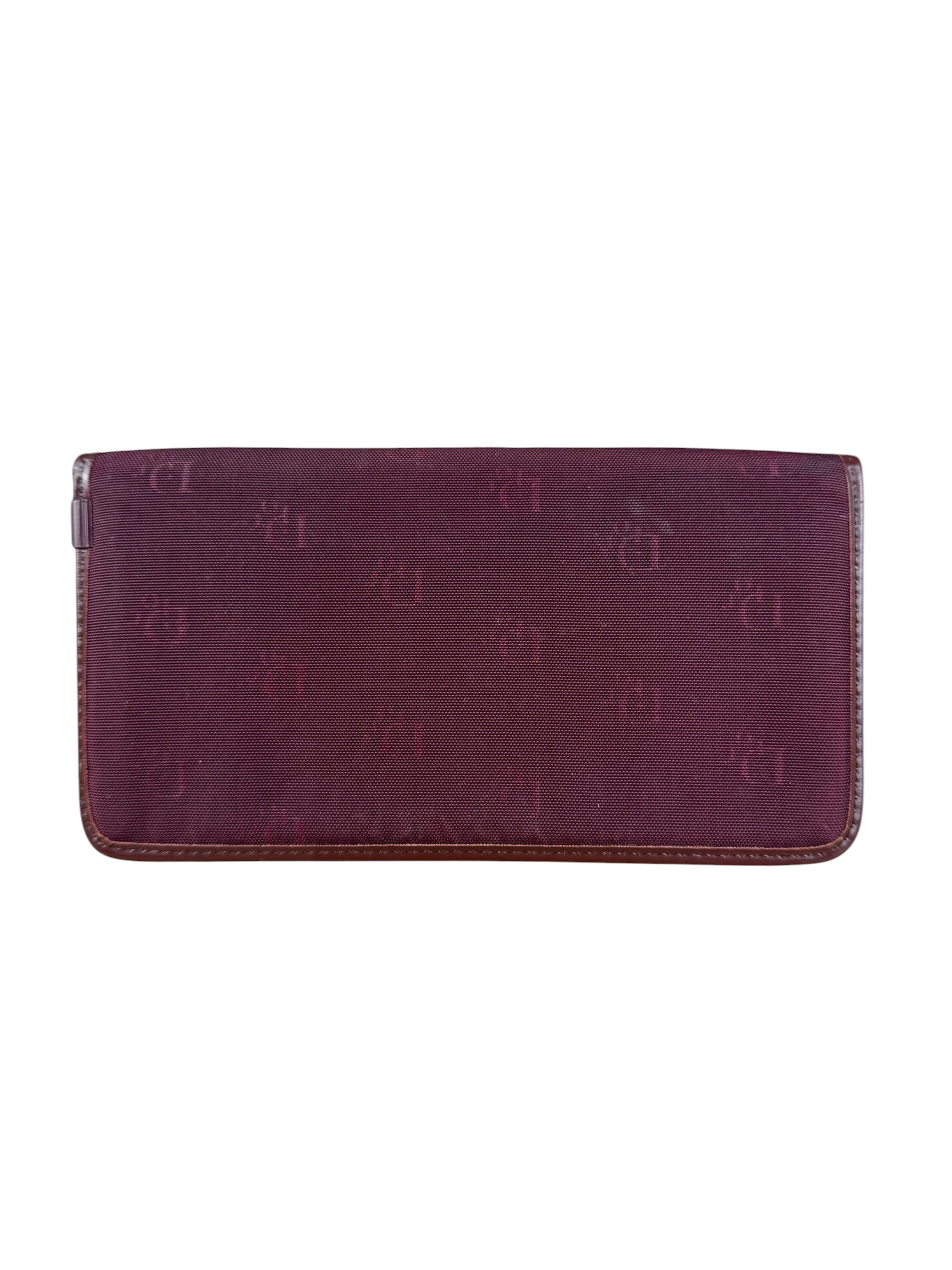 Christian Dior Vintage Canvas Maroon Long Wallet