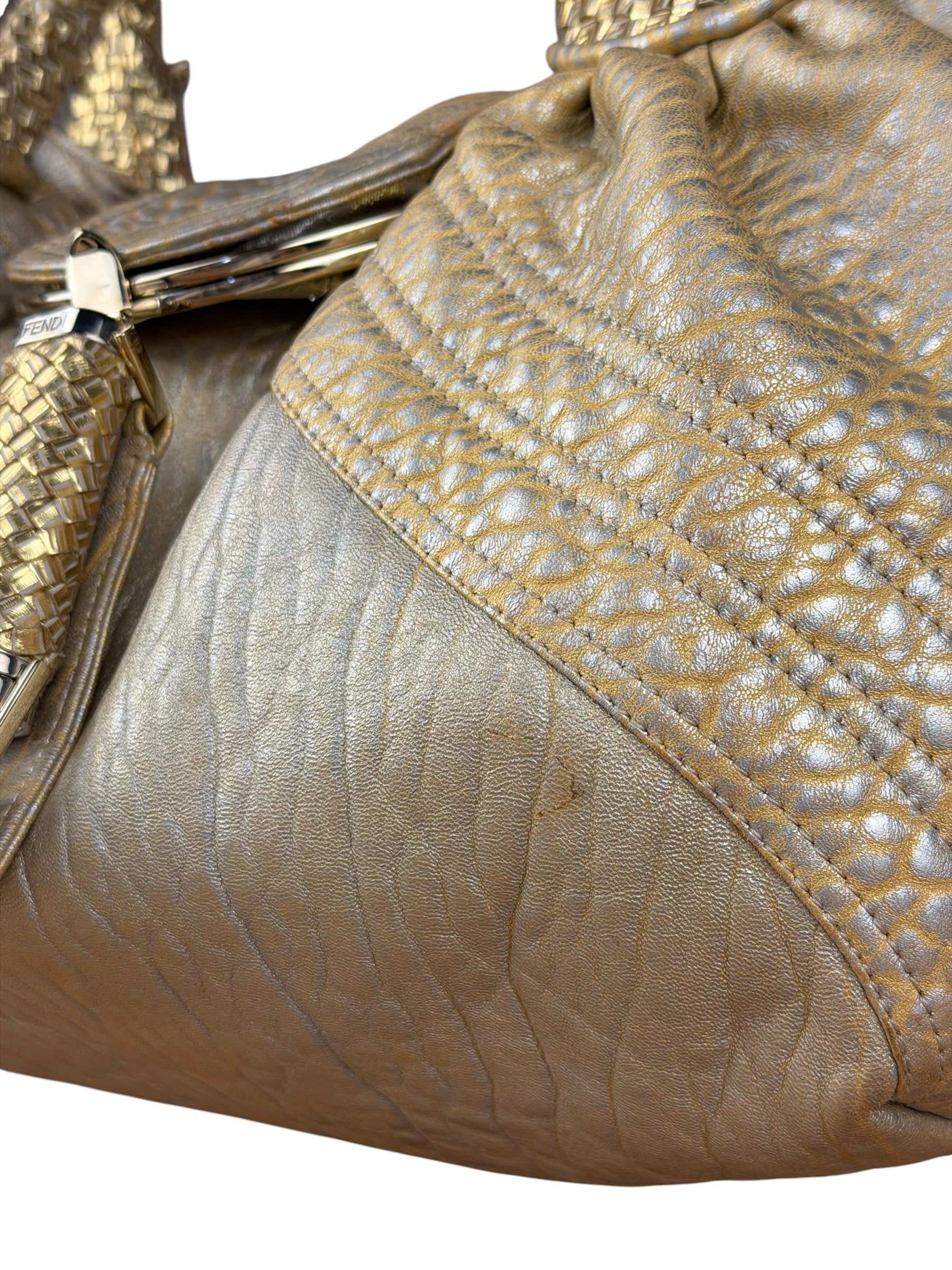 Fendi Metallic Gold Spy Shoulder Bag