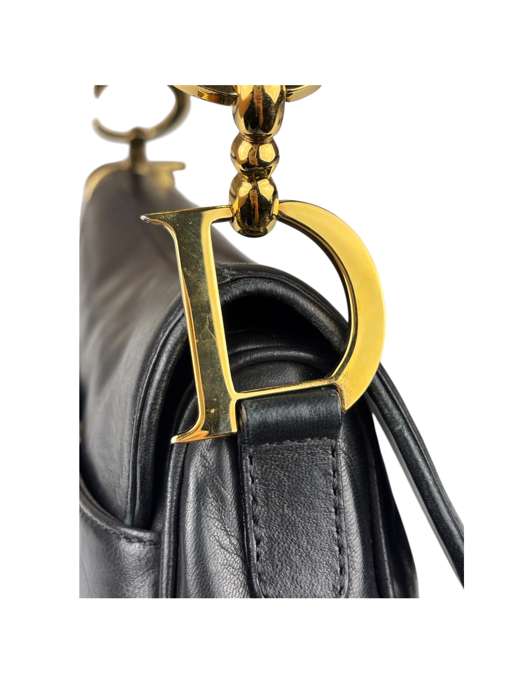 Christian Dior Black Calfskin Saddle Shoulder Bag