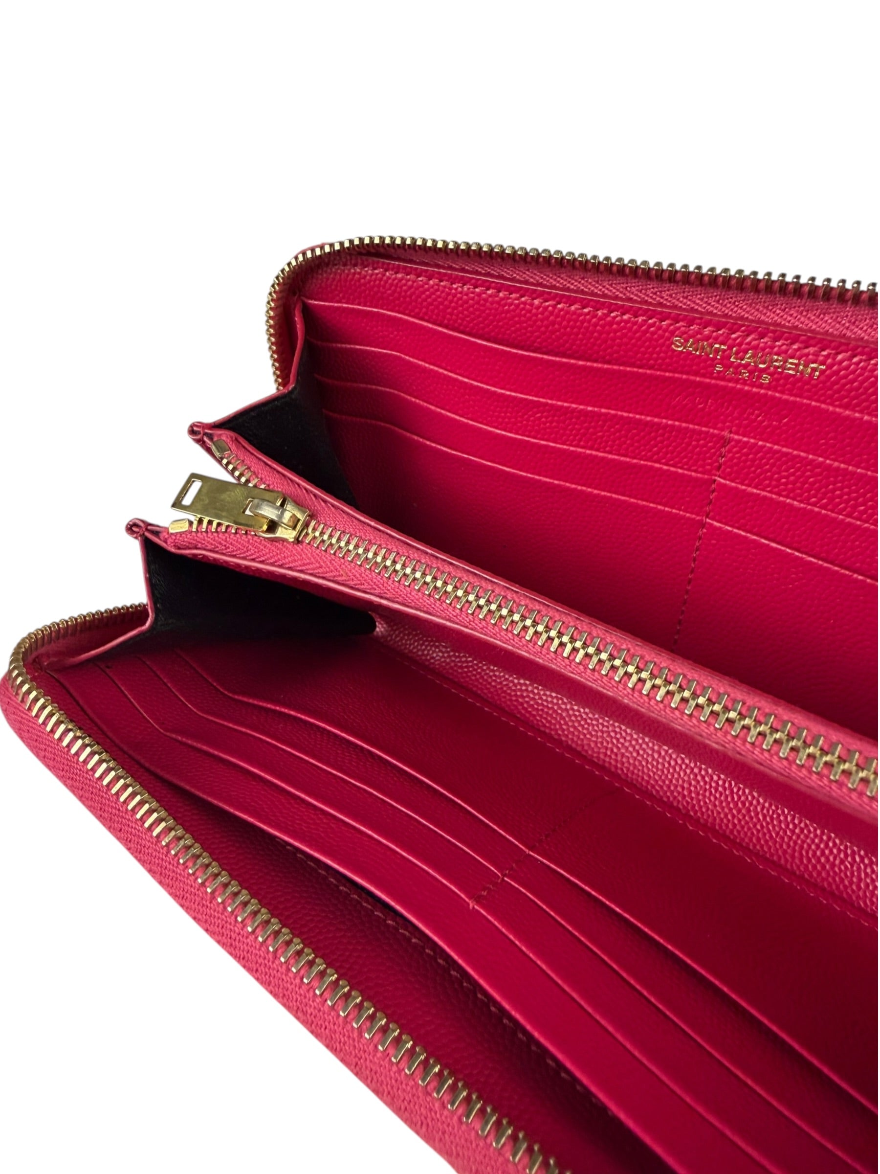 Yves Saint Laurent Pink Leather Zip Around Long Wallet