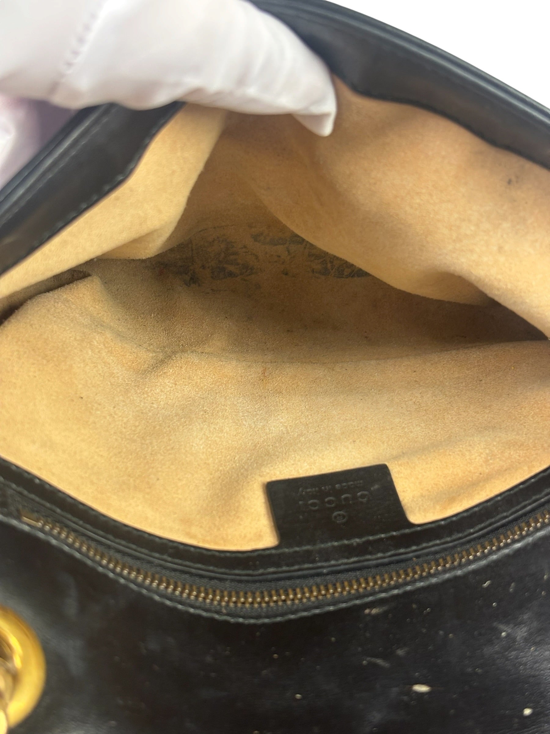Gucci GG Black Marmont Leather Medium Shoulder Bag