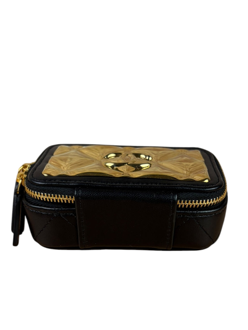 Chanel Black Quilted Leather Golden Plate Nano Vanity Case 2021